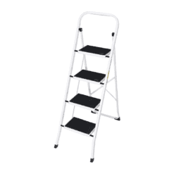 ZENSTYLE Folding 4-Step Ladder Anti-Slip Platform 330 lbs Capacity Portable Steel Frame