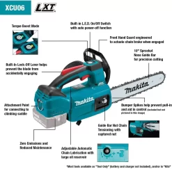 Makita XCU06Z 18V LXT® Lithium-Ion Brushless Cordless 10" Top Handle Chain Saw, Tool Only